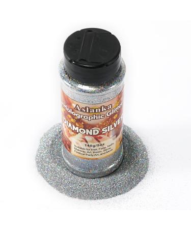 Aslanka 140g holographic glitter powder diamond silver glitter glitter powder glitter colorful iris for nail art epoxy resin eyeshadow face tinkering diy - Buy Online on GoSupps.com