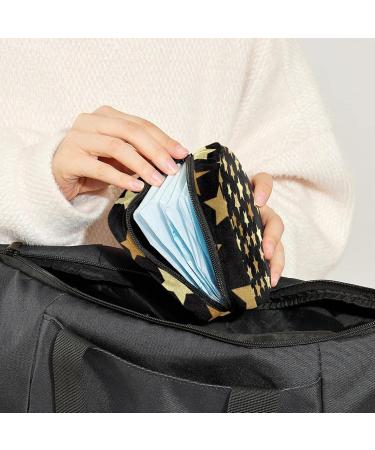 Golden Yellow Stars Pattern Black Women's Floor Storage Bag - Portable Menstrual Cup & Tampon Holder for Teens & Women - Buy Online on GoSupps.com