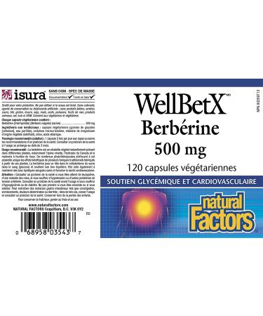 Natural Factors WellBetX Berberine 500 mg - 120 Vegan Capsules for Blood Sugar Support - Buy Online on GoSupps.com