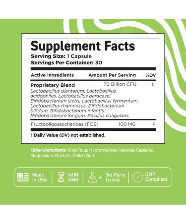 Vital Vitamins Probiotic Complex for Men & Women - 70 Billion CFU - Made with Prebiotic Blend - Digestive Gut Health & Immune Support - Powerful Blend of 10 Strains - 30 Capsules 30 Count (Pack of 1) - Buy Online on GoSupps.com