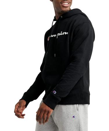 Champion Men's Powerblend Fleece Pullover Hoodie - Black, Size Large - Buy Online on GoSupps.com