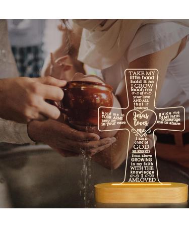 Lampeez Baptism Gift Cross Wooden Lamp Novelty Night Light Illusion lamp for Kids Kids Decoration Lamp USB Power Bedroom Decor Xmas Holiday Christening Dedication Gift for Boy Girl - Buy Online on GoSupps.com