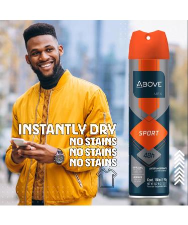 ABOVE 48 Hours Antiperspirant Deodorant Sport 4 Pc - Dry Spray Deodorant for Men - Floral Scent - Antiperspirant Spray - No Stain - Cruelty-Free - Buy Online on GoSupps.com