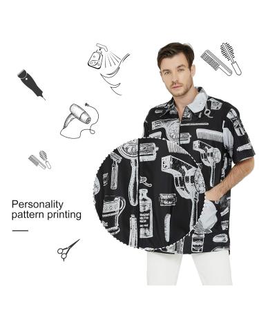 PERFEHAIR Barber Jacket for Men | Vintage Print Hair Stylist Grooming Smock Vest Shirt - International Shipping Available - Buy Online on GoSupps.com