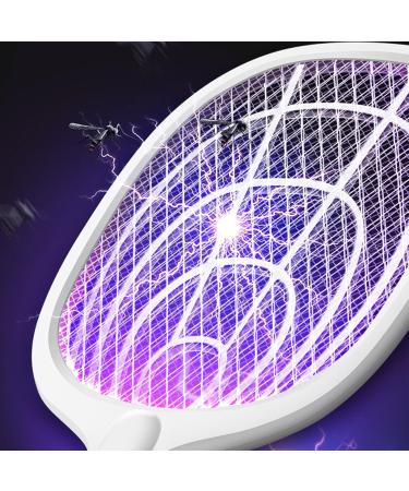 Electric Fly Swatter Racket Powerful Swatter 2 in 1 Electric Fly Killer Rechargeable Killer Lamp Portable Fly Killer Lamp for Indoor and Outdoor (White) - Buy Online on GoSupps.com