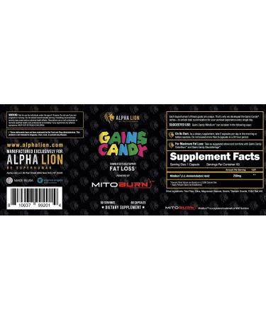 Alpha Lion Gains Candy 60 Capsules - Enhance Workout Performance & Endurance with MitoBurn for Fat Loss - Buy Online on GoSupps.com