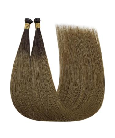 Youngsee Genius Weft Extensions - Real Hair Brown Ombre 55cm | Soft Virgin Hair 25g #R3/8 for Natural Look - Buy Online on GoSupps.com