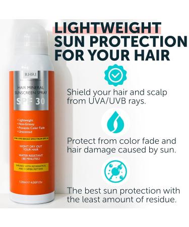 Premium SPF 30 Hair and Scalp Sunscreen Spray | Protection from UV Rays Color Fade and Dryness | Non-Greasy Aerosol Hair Sunscreen For Scalp 5 fl oz 120 ml - Buy Online on GoSupps.com