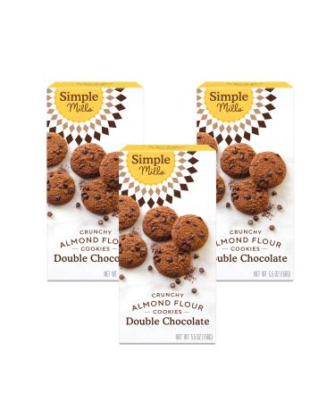 Simple Mills Almond Flour Crunchy Cookies, Double Chocolate Chip - Gluten Free, Vegan, Healthy Snacks, Made with Organic Coconut Oil, 5.5 Ounce (Pack of 3) Double Chocolate 5.5 Ounce (Pack of 3)