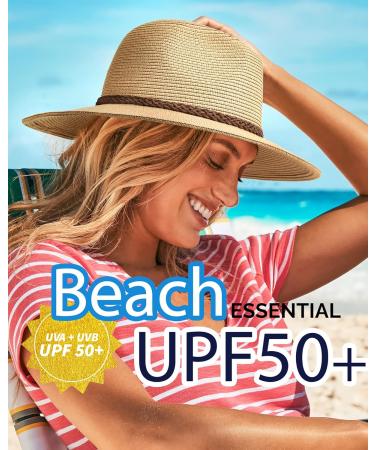 FURTALK Women's Summer Sun Hat | Wide Brim UV UPF 50+ Panama Fedora | Foldable Packable Straw Beach Hat in Ivory Khaki | Medium-Large - Buy Online on GoSupps.com