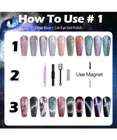 Clara Colors Cat Eye Gel Nail Polish Set 20 Colors Magnetic Nail Polish Holographic Glitter Galaxy Series Cat Eye Gel Polish Kit with 4 Magnet Black White Base Gel and Base Top Coat Gel Long Lasting Soak Off UV LED Cat Eye Nail Polish for Professional Nai - Buy Online on GoSupps.com