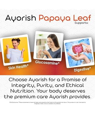 Ayorish Papaya Leaf 12:1 Extract 12000mg Per Serving (120 Capsules) 60 Days Supply| Non GMO Gluten Free Capsule (Pack of 1) - Buy Online on GoSupps.com
