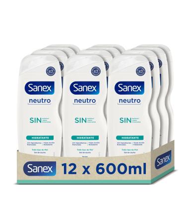 Sanex Sanex Neutral Moisturizing Body Wash 600ml Pack of 12 with Essential Ingredients 0% Sulfates* 0% Soap and 0% Colors for All Skin Types Lasting Hydration Triple Action Technology