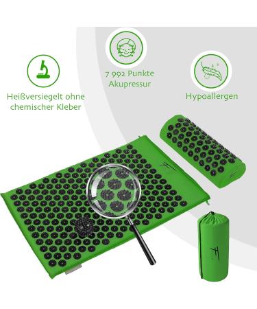 Buy Fitem Acupressure Mat with Pillow - Relieves Back & Neck Pain Sciatica and Insomnia - Green & Black - International Shipping Available - Buy Online on GoSupps.com