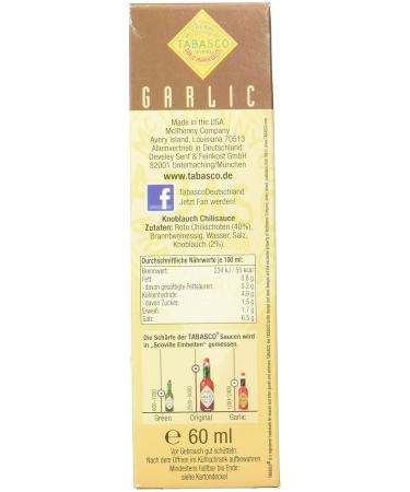 Buy Tabasco Garlic Sauce 60ml | International Shipping Available | Spicy Flavor for Your Dishes - Buy Online on GoSupps.com