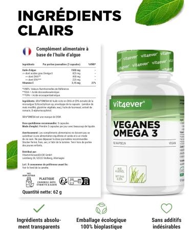 Omega 3 Vegan - Premium: life's OMEGA with DHA & EPA Algae Oil in the form of triglycerides - Low in harmful substances - Extra high dosage - 90 capsules - Buy Online on GoSupps.com