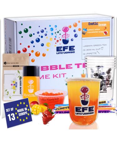Nordic Schiller Bubble Tea Heimset Exotic Vibes 100% vegetarian and gluten-free boba set strawberry popping boba pearls mango syrup and jasmine green tea