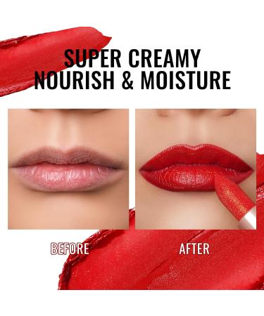Oulac Moisture Shine Lipstick Red Coral - Vegan Shimmering Lip Care Creamy Texture & Hydration for Luscious Lips - Buy Online on GoSupps.com