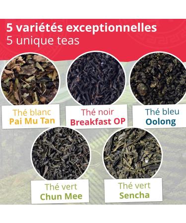 Khla - Box of 5 Organic Loose Teas - 5 Metal Boxes - Gift Box to Offer - Oolong Pai Mu Tan Breakfast OP Sencha & - Buy Online on GoSupps.com