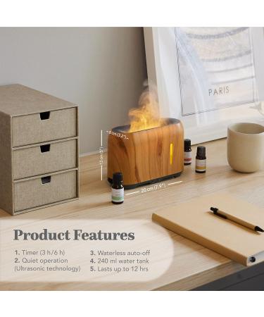 HABITU 240ml Aroma Flame Diffuser with 10 Essential Oils | 8 Colors Adjustable Mist & Brightness Timer & Remote | Aromatherapy Humidifier for Small & Large Rooms - Buy Online on GoSupps.com