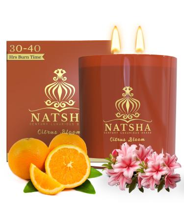 NATSHA Soy Wax Candle - Long-Lasting and Non-Toxic Soy Candle with Clean Burning and No Soot - Natural Candles Non-Toxic - Citrus Bloom Rose