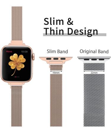 CTYBB for Apple Watch Band Series SE 7 6 5 4 3 2 1 38mm 40mm 41mm 42mm 44mm 45mm  Stainless Steel Slim & Thin Mesh Magnetic Clasp Strap Women and Girl Replacement Band for iWatch A-Champagne Gold 38mm/40mm/41mm - Buy Online on GoSupps.com