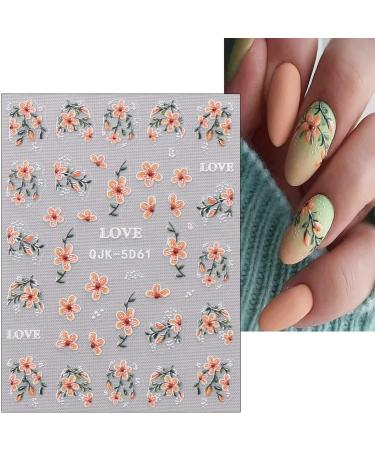 JMEOWIO 6 Sheets 3D Embossed Spring Flower Nail Art Stickers Decals Self-Adhesive 5D Colorful Summer Floral Line Nail Supplies Nail Art Design Decoration Accessories - Buy Online on GoSupps.com
