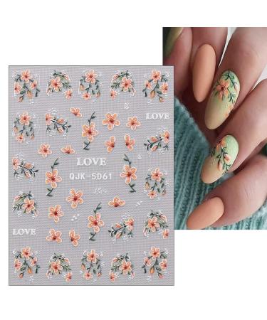 JMEOWIO 6 Sheets 3D Flower Nail Art Stickers | Self-Adhesive Colorful Floral Decals for Summer Nail Design - Buy Online on GoSupps.com