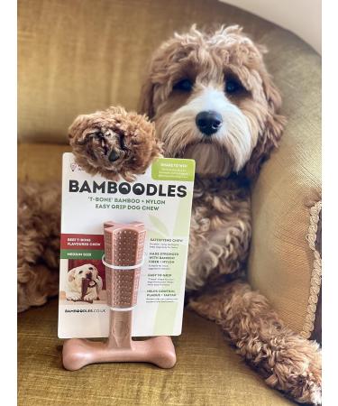 Bamboodles T-Bone Chew Toy for Dogs - Small 4" Peanut Butter Flavour for All Breed Sizes - Buy Online on GoSupps.com