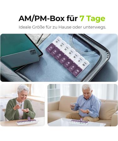 Buy Auvon 7-Day Tablet Box - Handy Pill Organizer for Medications Vitamins & Supplements (Violet) - International Shipping Available - Buy Online on GoSupps.com