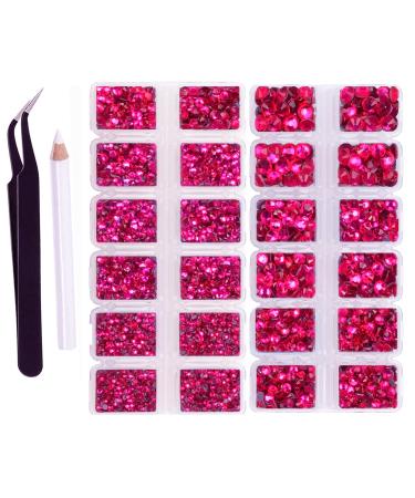 FYGEM 8000 Pieces 5 Sizes Hotfix Iron Flatback Glasses Rhinestones Crystal for DIY Project with Tweezers and Picking Pen for Bags  Shoes  Clothes and Manicure(Rose Pink  5Size)