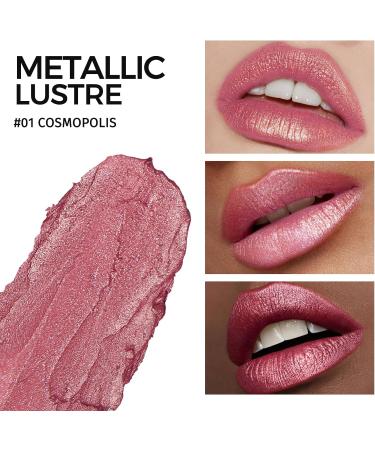 Anglicolor Metallic Glitter Lipstick Peach Pink - #01 COSMOPOLIS | Highly Pigmented & Moisturizing - Buy Online on GoSupps.com