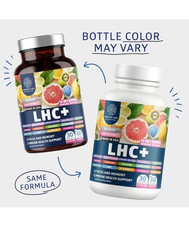 N1N LHC+ 15-in-1 Immune Support Supplement with Spirulina, Turmeric, Ginseng, Guarana, Vitamin D and Vitamin C for Immunity, Energy and Long-Haul Relief, 60 Veg Caps, Bottle Color May Vary - Buy Online on GoSupps.com