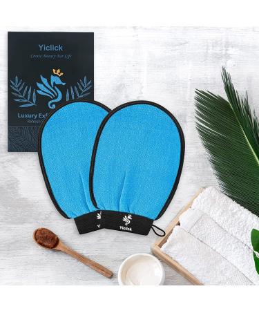 Yiclick Korean Peeling Gloves - Exfoliating Body Scrub Glove for Men & Women | Dead Skin Remover | Blue - Buy Online on GoSupps.com