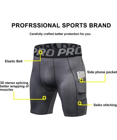 YUSHOW Men's Compression Shorts with Pocket - Quick Dry Spandex Sports Running Underwear - Black, Medium - Buy Online on GoSupps.com
