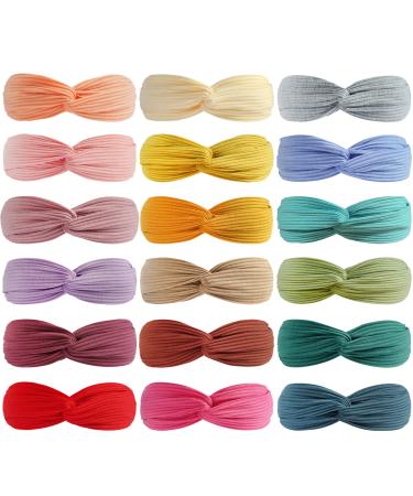 FEQO 18 Pieces Headbands for Women Cross Twsit Headbands Stretchy Hairbands Boho Headwrap Headband Streth Twisted Headband Colorful Criss-Cross Headbands Women Cross Turban Headbands