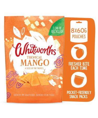 Whitworths Whitworths Dried Mango 8 x 60g | Mango Slices No Added Sugar | Healthy Snack | Vegetarian GMO Free Gluten Free | 1 of 5 per day