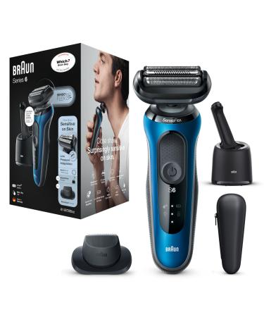 Braun Series 6 Electric Shaver for Men with Precision Trimmer & SmartCare Centre Wet &Dry Cordless Foil Razor UK 2 Pin Plug 60-B7200cc Blue Razor 60-B7200cc Single