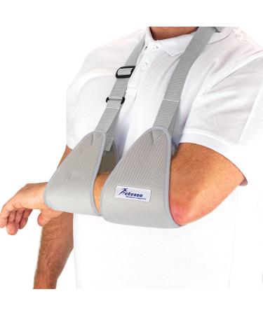 Actesso Web Medical Arm Sling - Designed to immobilise and stabilise The arm Wrist and Shoulder Following Injuries or for a Broken arm and cast Support. Sizes for Adults & Kids (Large) Grey L (Pack of 1)