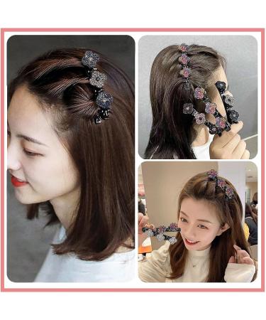 Buy 5-Piece Crystal Flower Hair Clip Set | Rhinestone Dual Layer Duck Beak Clips for Women & Girls - Perfect for Braided Hairstyles - Buy Online on GoSupps.com