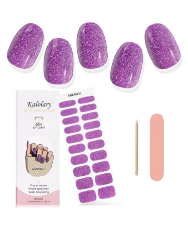 Kalolary Gel Nail Polish Strips Semi Cured Nail Gel Art Sticker Waterproof Full Nail Wraps Decal Sets with Nail File and Stick for Women Girls Nail Art Decor (UV/LED Lamp Required) (Purple)