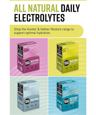 Hunter & Gather Restore Electrolytes Lot de 30 sachets de poudre I Citron et citron vert | Sans sucre I Hydration 100 % naturelle I Rapport min ral optimal I avec sel rose de l'Himalaya I C to I - Buy Online on GoSupps.com