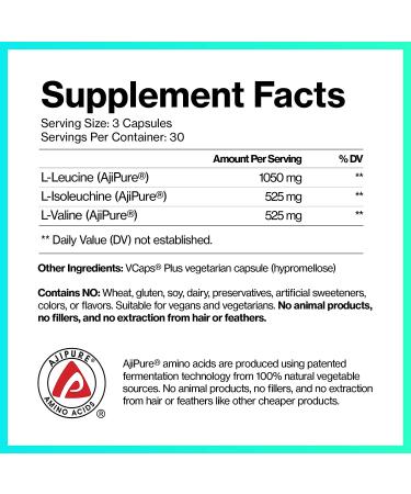 Vegan AjiPure BCAA Capsules 2100mg | Labdoor #1 Rated | Keto & Paleo Friendly | 90 Count (Pack of 1) - Buy Online on GoSupps.com