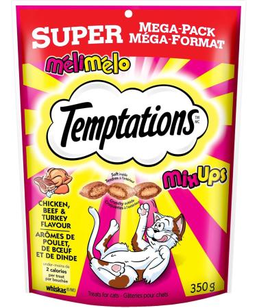 TEMPTATIONS Adult Cat Treats + TEMPTATIONS Mix-Ups Cat Treats (Tuna Beef Chicken Turkey Flavours) | 350g Pouches 350 g (Pack of 1) Tuna Cat Treats + Beef Chicken Turkey - Buy Online on GoSupps.com