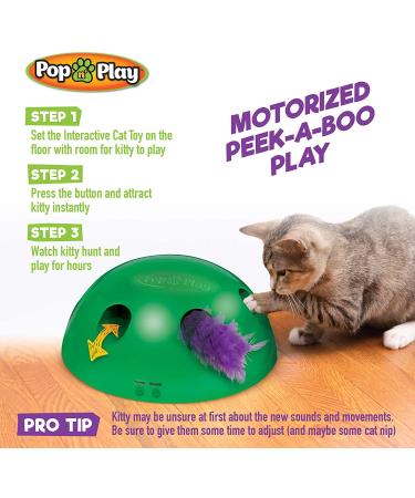Pop N Play Interactive Motion Cat Toy | Electronic Smart Feather & Mouse Teaser | Cat Mouse Squeak Sound | Auto Shut Off | Best Cat Toy Ever! - Buy Online on GoSupps.com