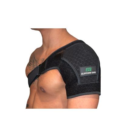 Support evo shoulder brace  Support, pain relief for shoulder injuries  Recovery, stability, compression sleeve, torn rotator cuff, dislocation  Fits men and women, adjustable fit