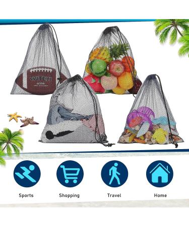 LEIFIDE 6 Pcs Scalloping Bags - 13 x 15.5 Inch Nylon Mesh Drawstring Net Bag for Snorkeling & Swimming Gear - Black/Navy - Buy Online on GoSupps.com