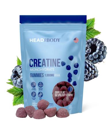 Vegan Creatine Gummies - Non-Melting 1000mg Monohydrate Chewables for Strength Muscle Focus Endurance - Non-GMO Creatine Supplements for Men & Women - Blue Raspberry 90 Count