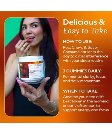 MYCL Limitless 320 mg Cordyceps and Lions Mane Mushroom Gummies for Kids and Adults with 180 mg Cognizin Citicoline - Focus Mental Clarity Energy Support - Vegan Organic Gluten-Free - 30 Servings - Buy Online on GoSupps.com