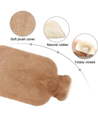 Opamoo 2L Hot Water Bottle with Plush Cover | Natural Rubber Heat Bottle for Ultimate Comfort & Warmth | Removable & Washable | Brown - Buy Online on GoSupps.com
